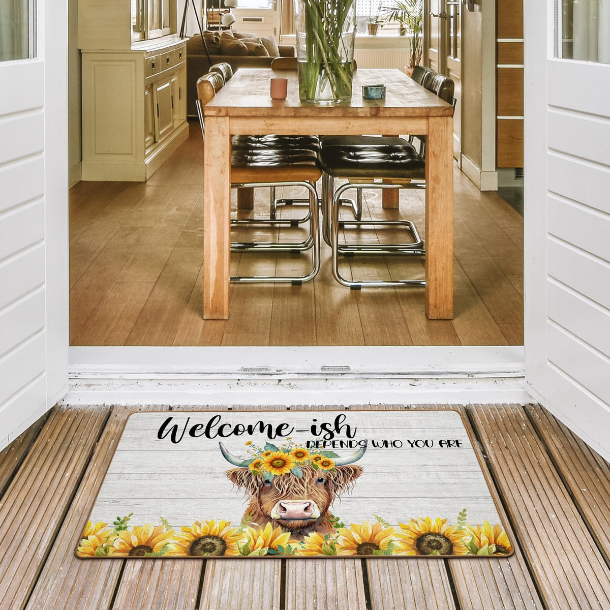 ETYZE Easy-clean doormat can be swept, vacuumed, or hosed for quick upkeep.