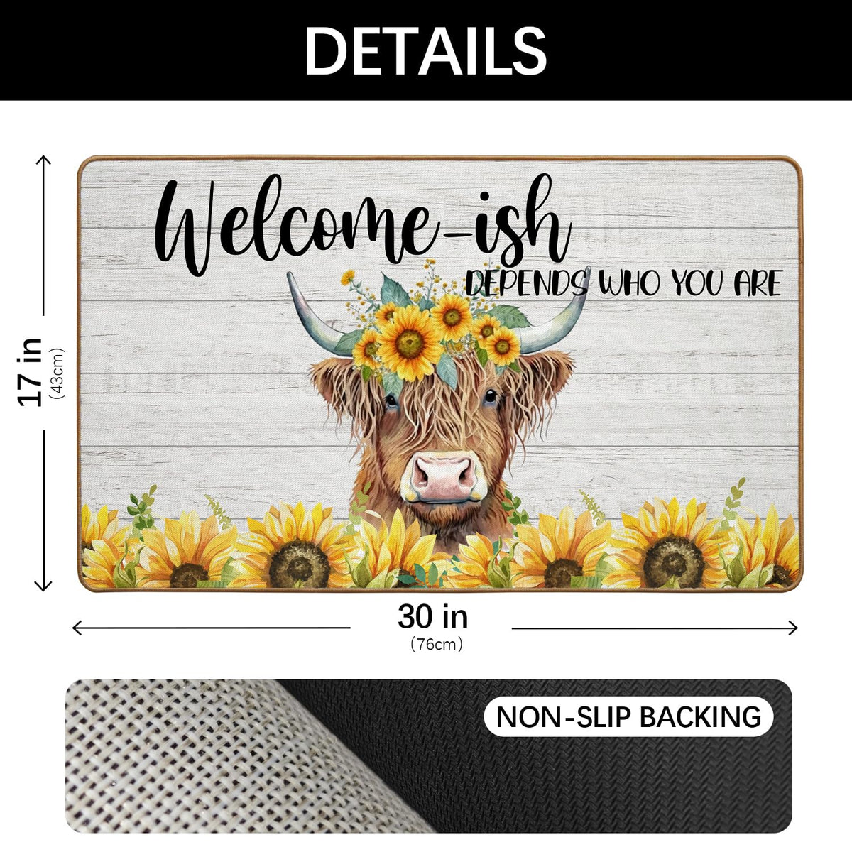 ETYZE Highland cow gift mat suits porches or indoor entries for cow lovers.