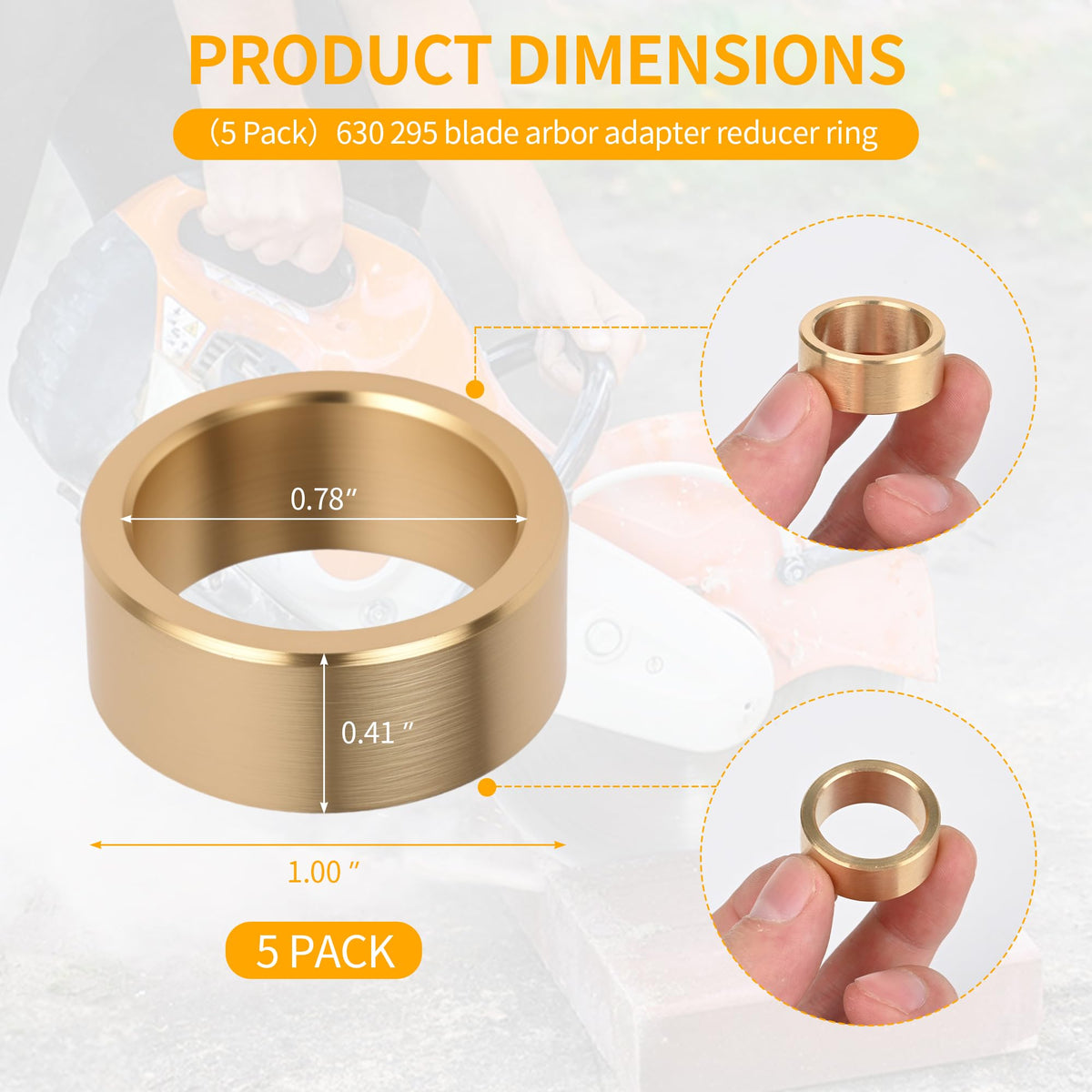 ETZ blade arbor adapter closeup in brass-gold finish showing durability