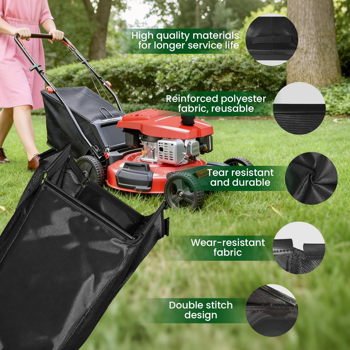 ETZ grass bag with Ryobi compatibility highlights for model selection