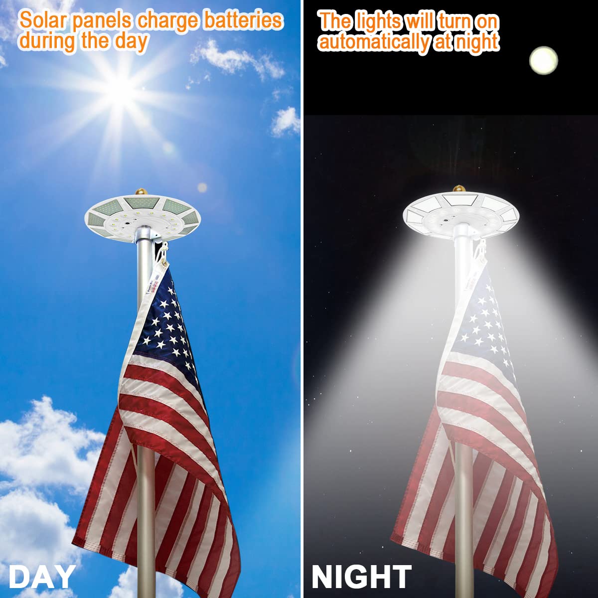 Etzeaxus 266 LEDs deliver bright flag illumination at night