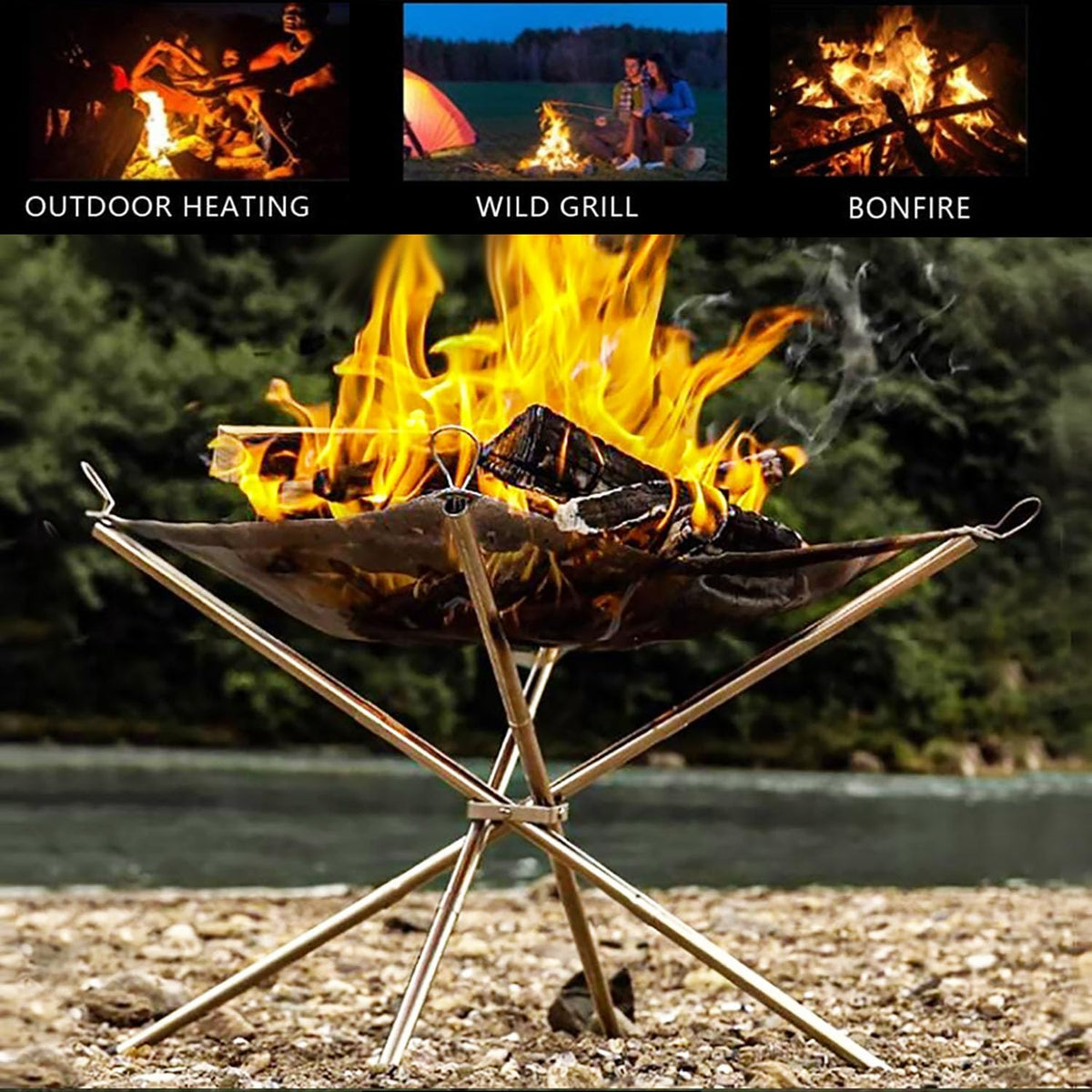 Eubeneortho fire pit on camping trip provides warm ambiance.