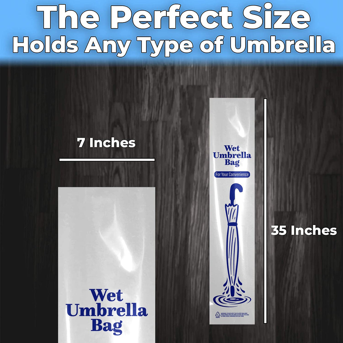 EUCATUS clear plastic umbrella bags offer visibility while containing moisture.