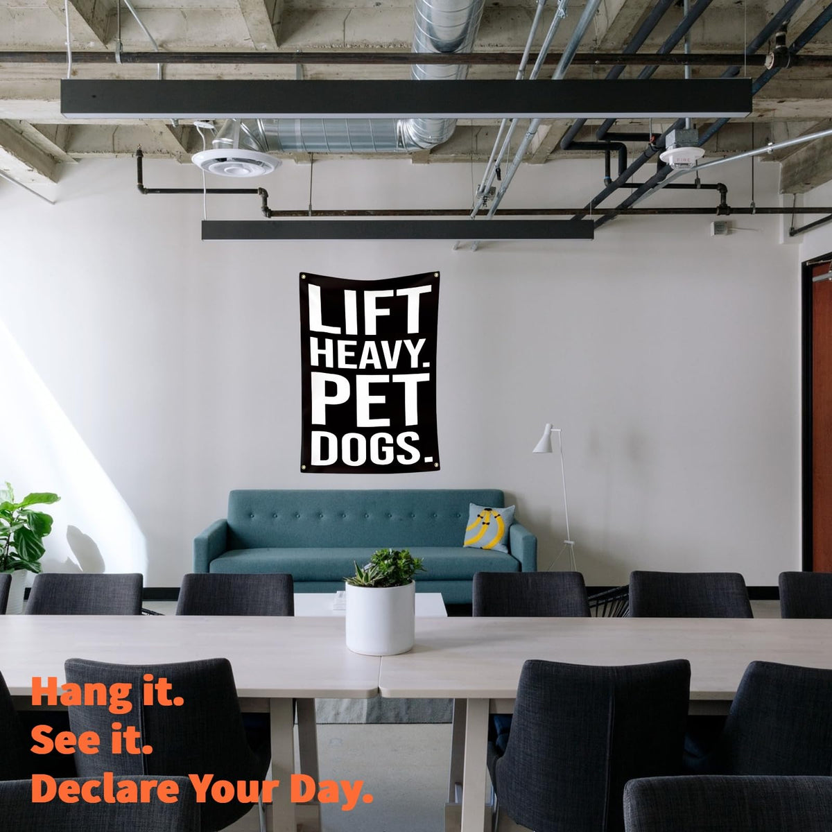 Eudaedom office space banner décor promoting steady motivation.