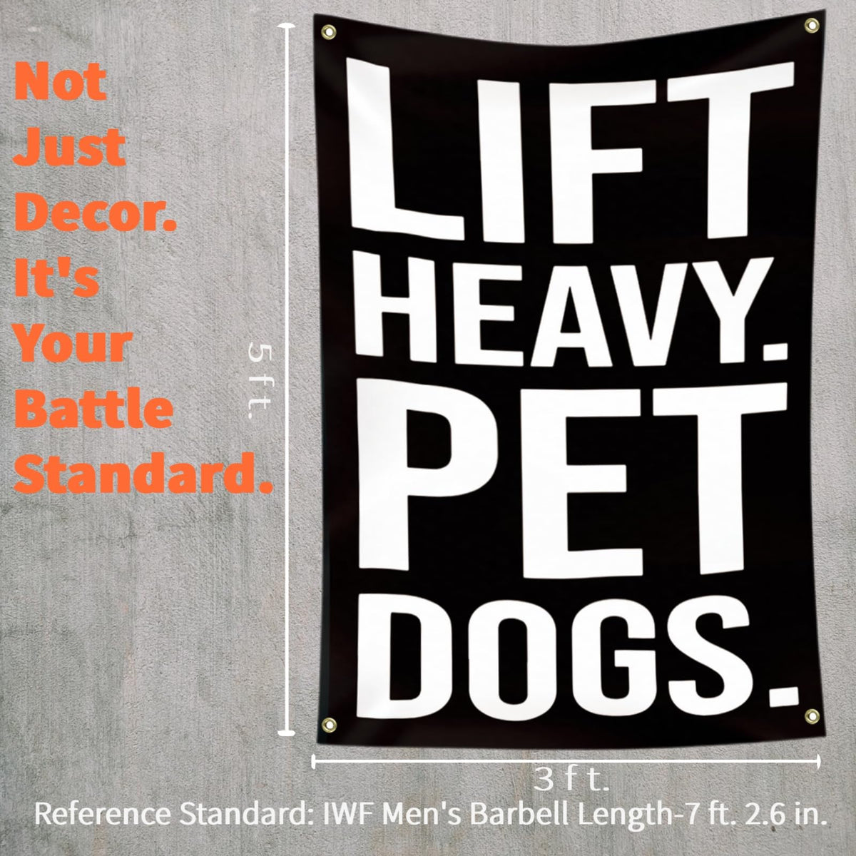 Eudaedom banner side view showing bold print for focused workouts.
