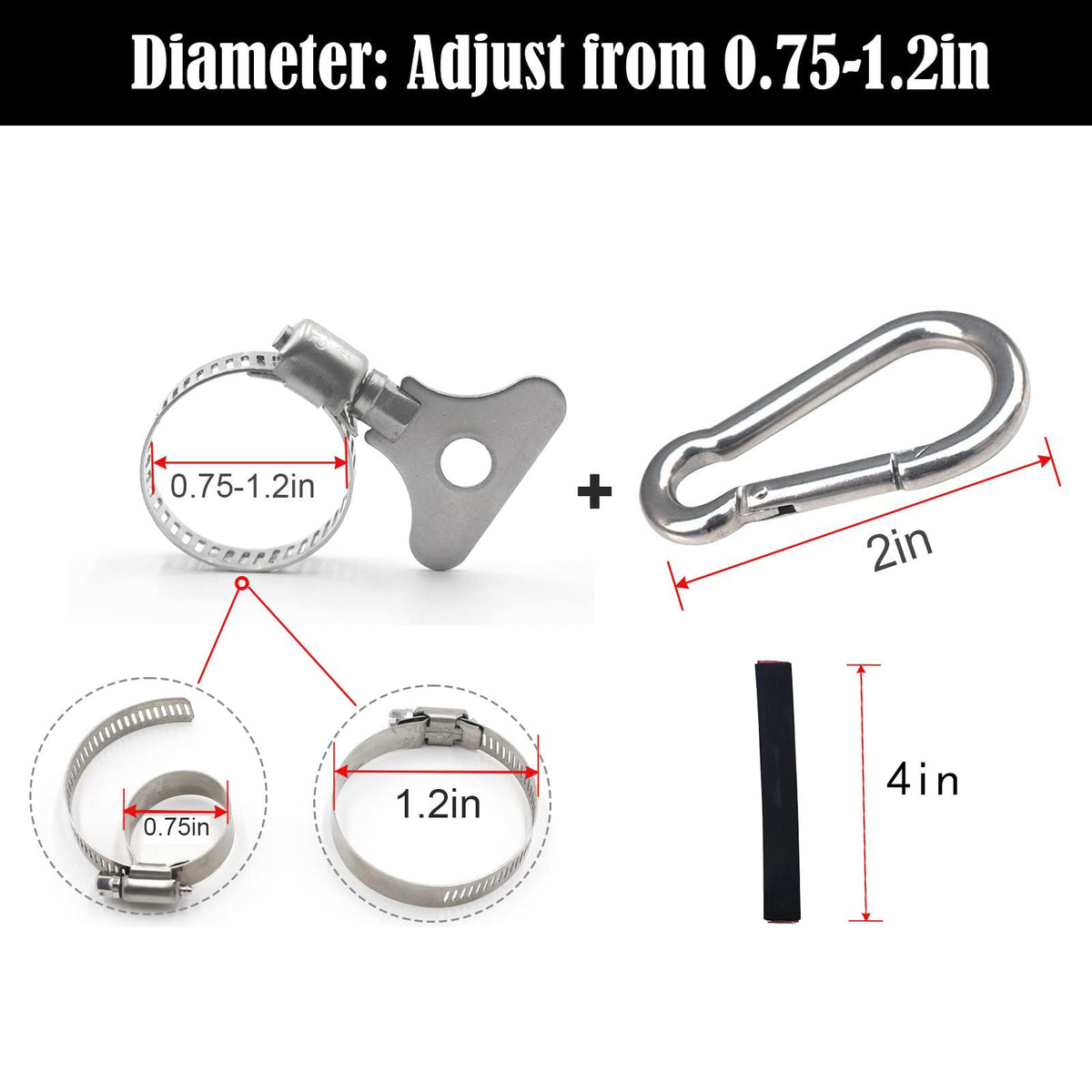 Eugzak adjustable flag clips fitting 0.75 to 1.2 inch poles
