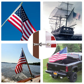 Eugzak flag clips securing a flag on a truck or golf cart