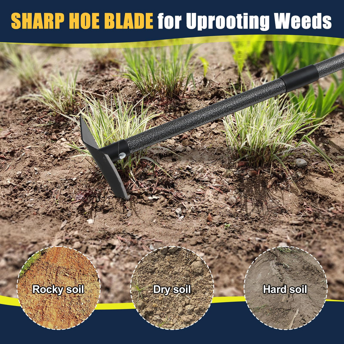 EUIJOIP dual-ground blade edge supports multiple tasks including trenching and weeding