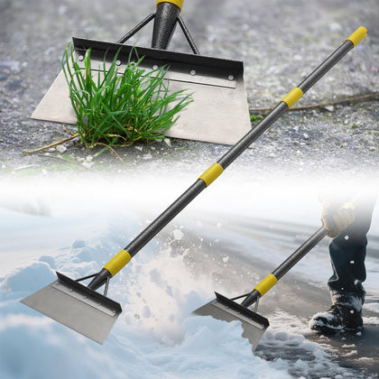EUIJOIP floor scraper with long handle enables standing cleaning and efficiency.
