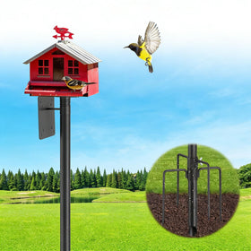 EUIJOIP heavy-duty pole at full height for stable backyard birdwatching.