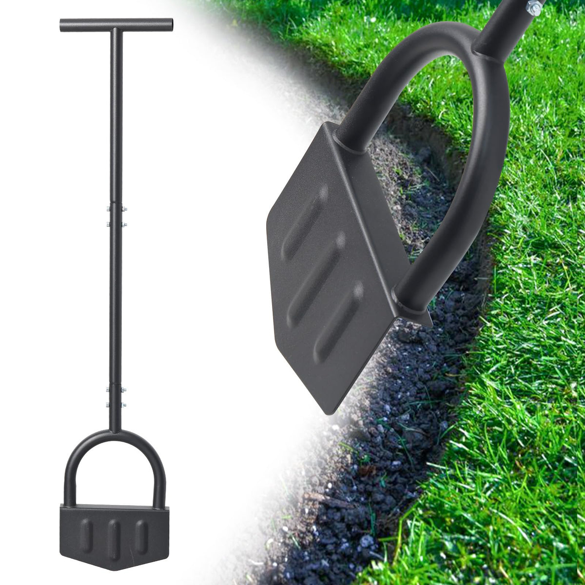 EUIJOIP heavy-duty manual grass edger 39-inch blade delivers clean border lines.