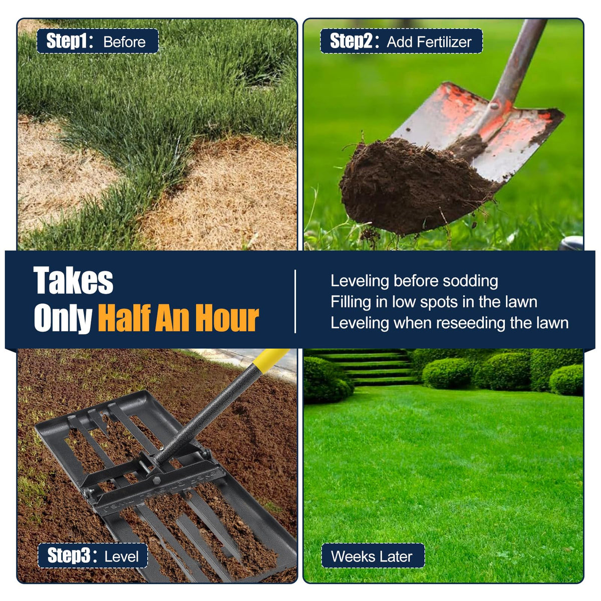 EUIJOIP time-saving storage-friendly lawn leveling tool