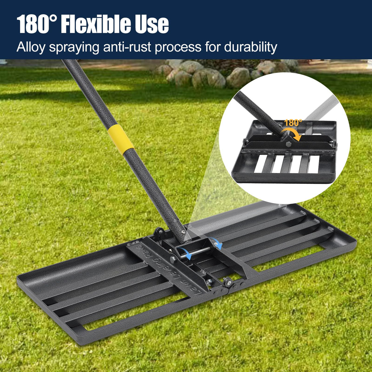 EUIJOIP multi-purpose rake for topsoil, leveling, and seeding tasks
