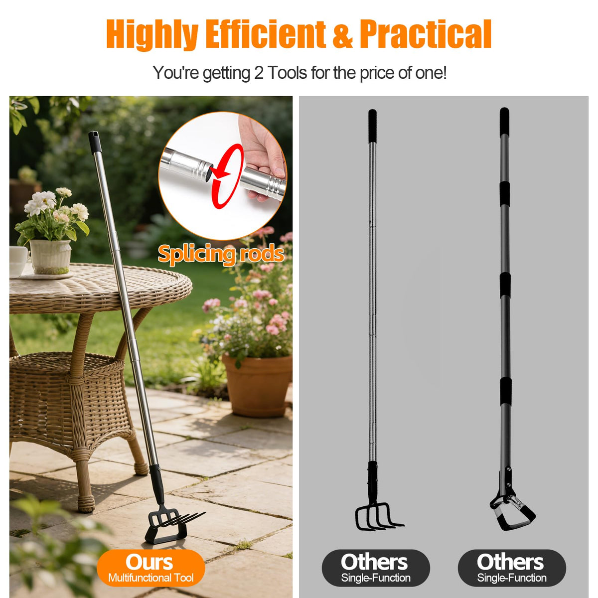 EUIJOIP stirrup hoe side precision-cut weeds just below soil surface