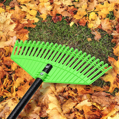 EUIJOIP Ultra-Lightweight Leaf Rake with 59-inch handle for comfortable yard work