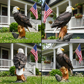 Euiroet eagle patio decor perched on edge for railing or pots.