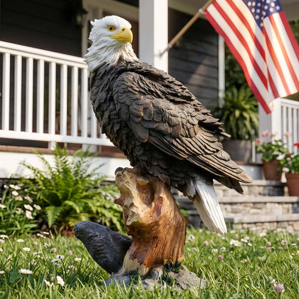 Euiroet Real Eagle outdoor sculpture with lifelike eyes boosts garden appeal.