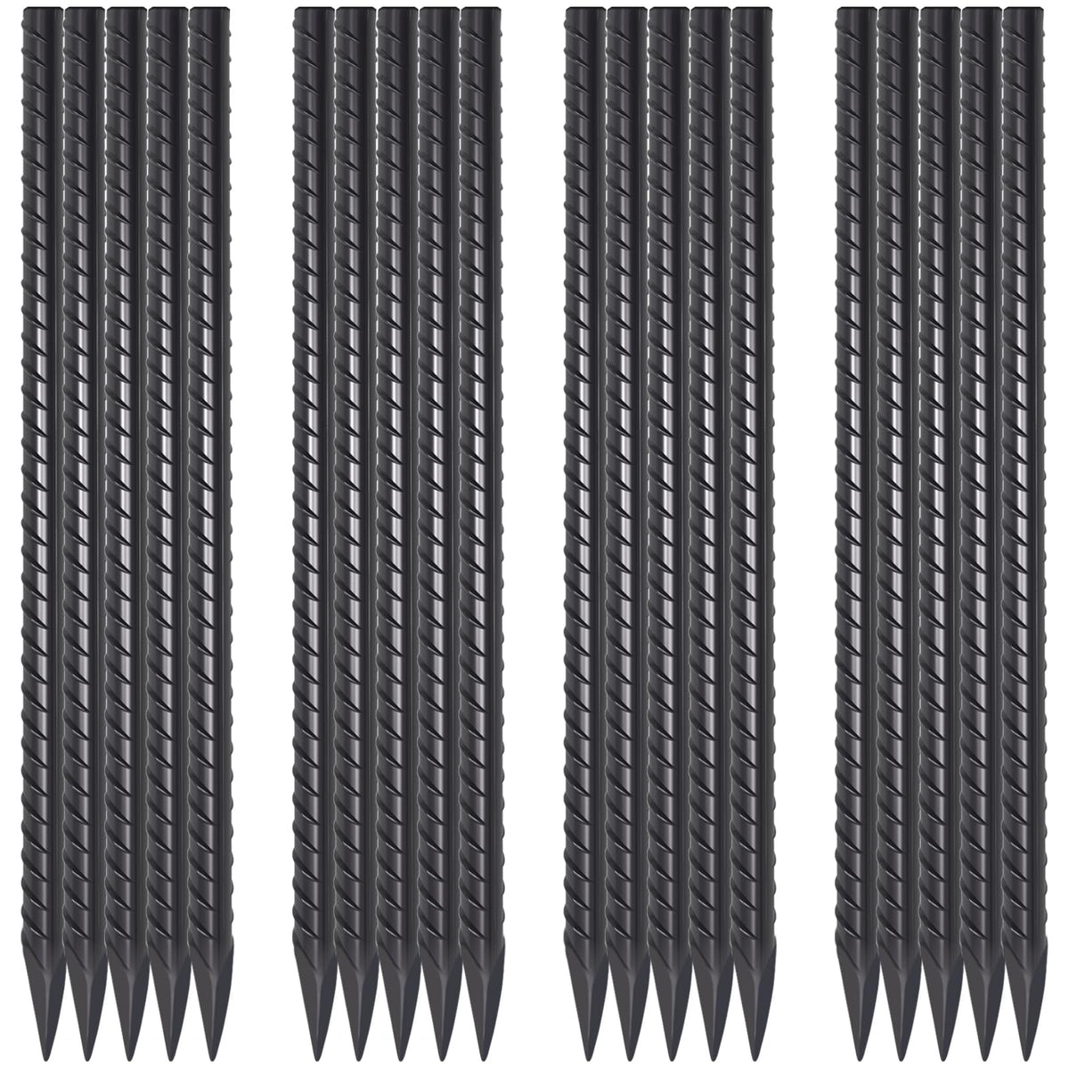 EUOKOK 16-inch rebar ground stake package for garden and fence support.