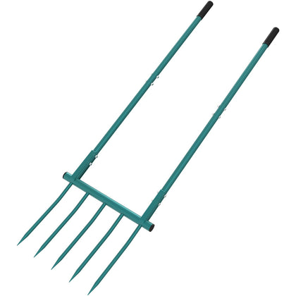 EUOKOK broadfork with 55in length and 5 tines for loosening compact soil.