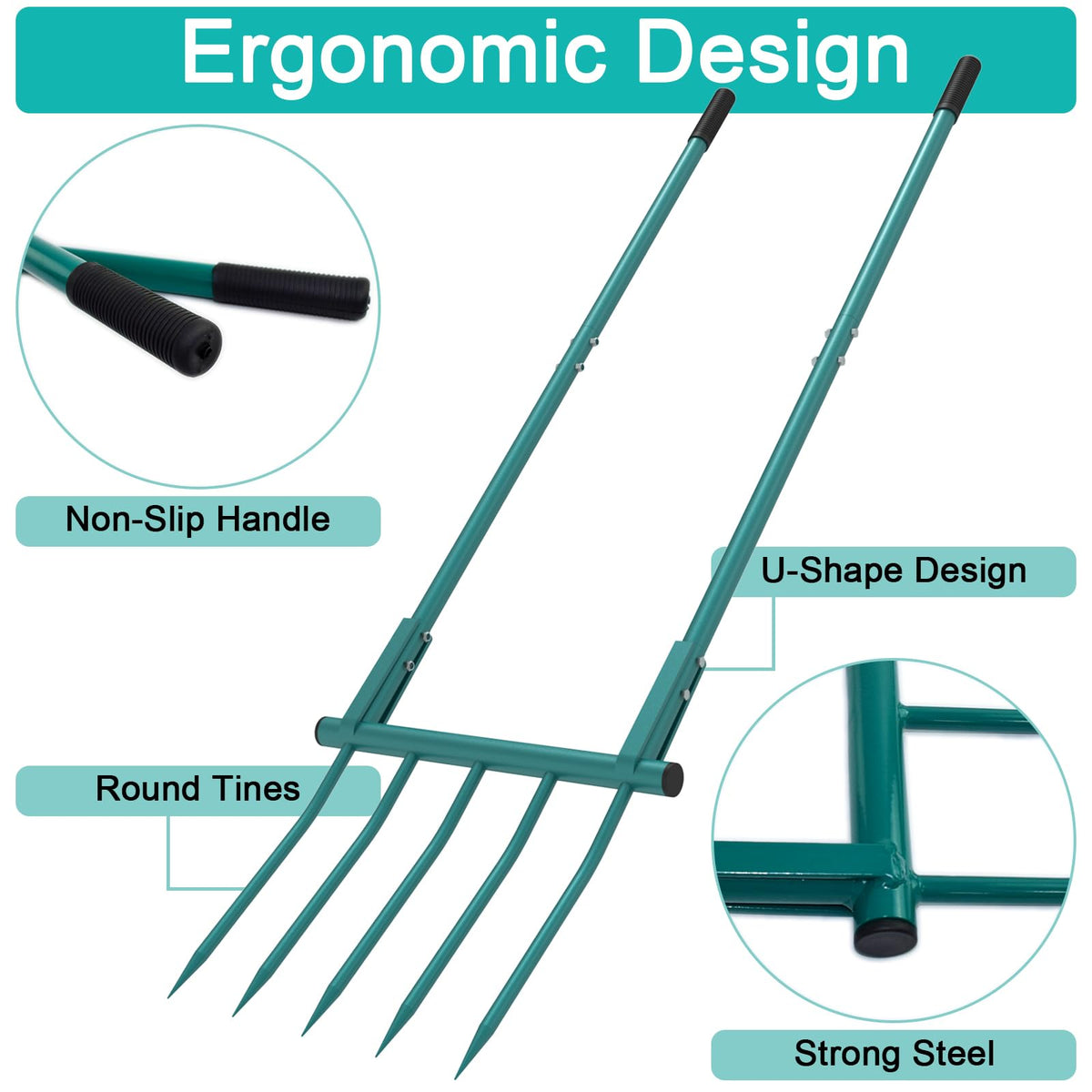 EUOKOK broadfork pedal-assisted entry makes soil penetration easier.