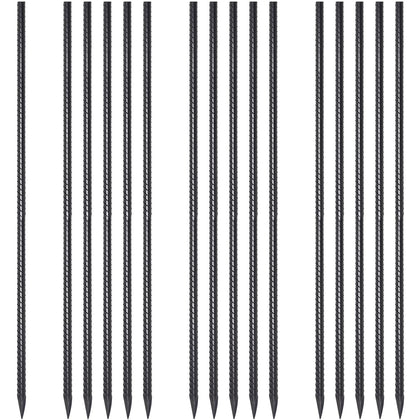 EUOKOK ground rebar stakes with a sharp point end for fast soil insertion.