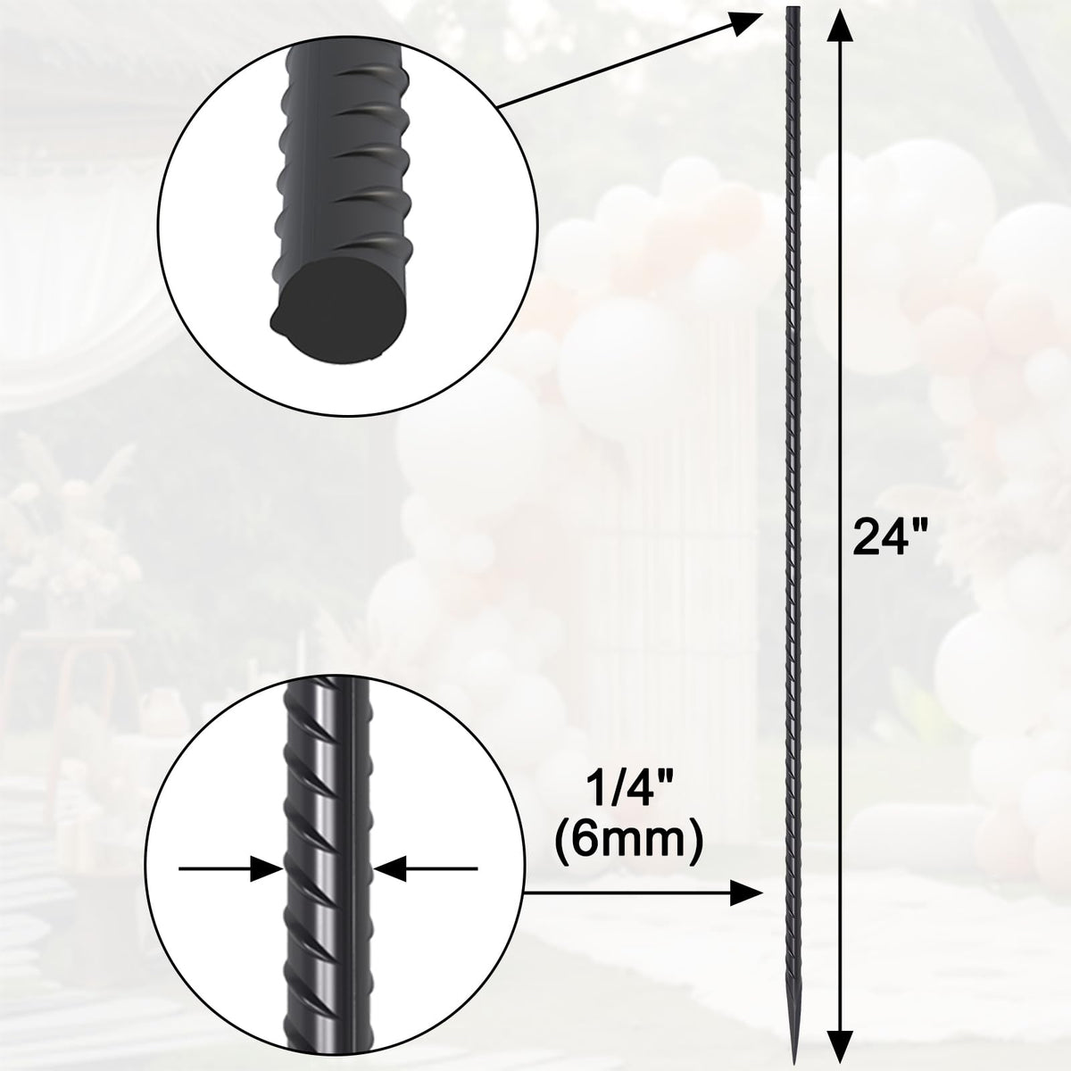 EUOKOK rebar stakes with chisel point end for easy soil penetration