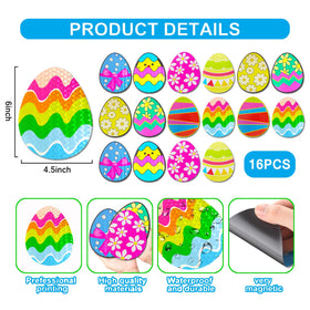Euoloar Easter egg magnet on a refrigerator adds reusable holiday flair.