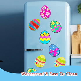 Euoloar Easter egg magnet on a metal front door with playful charm.