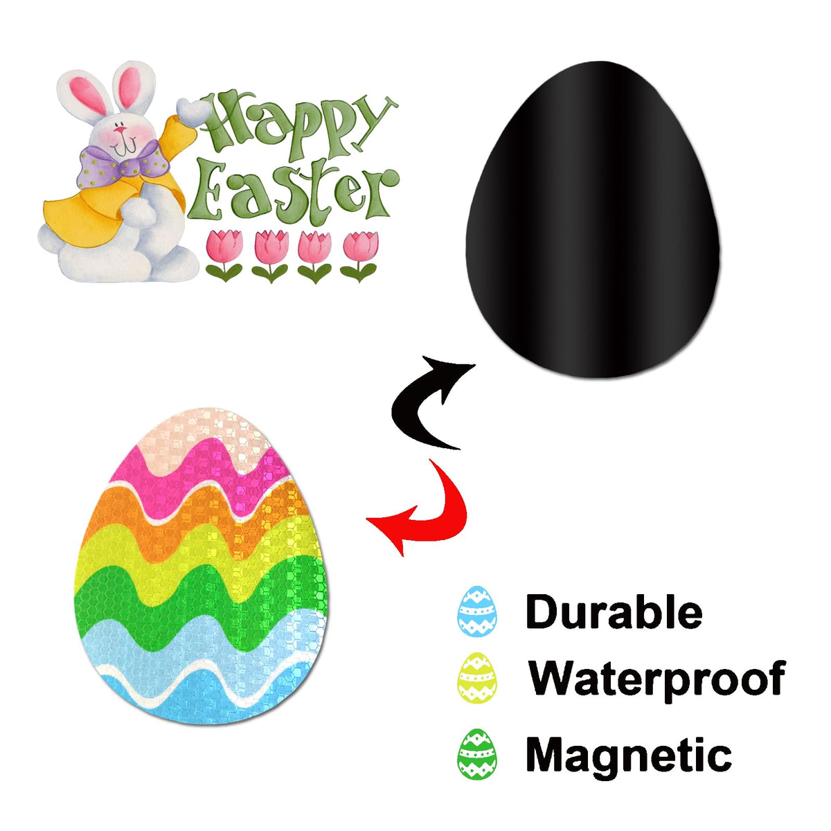 Euoloar Easter eggs magnet on a metal mailbox for curb appeal.
