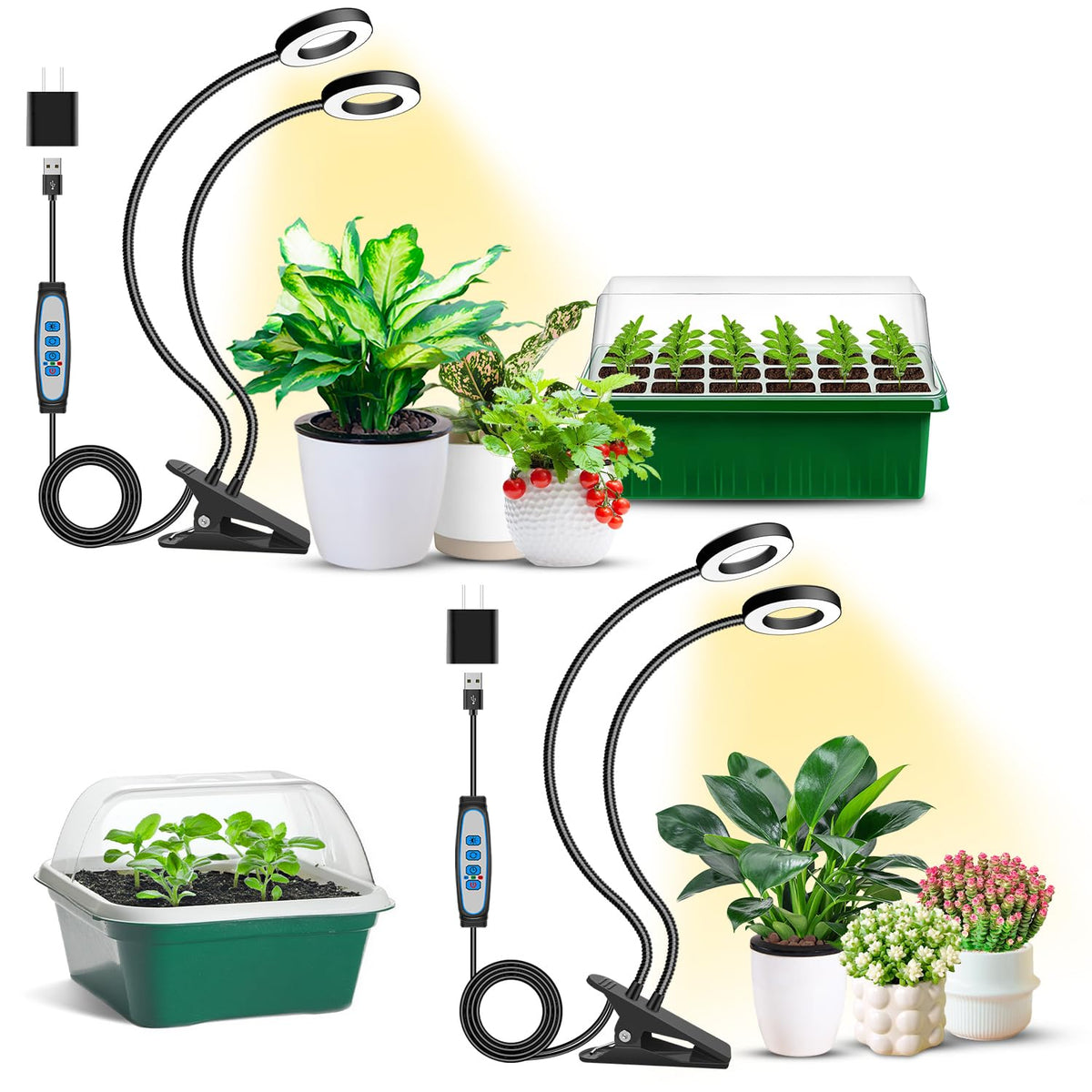 Eurbolan halo grow light clip provides steady indoor illumination for seedlings