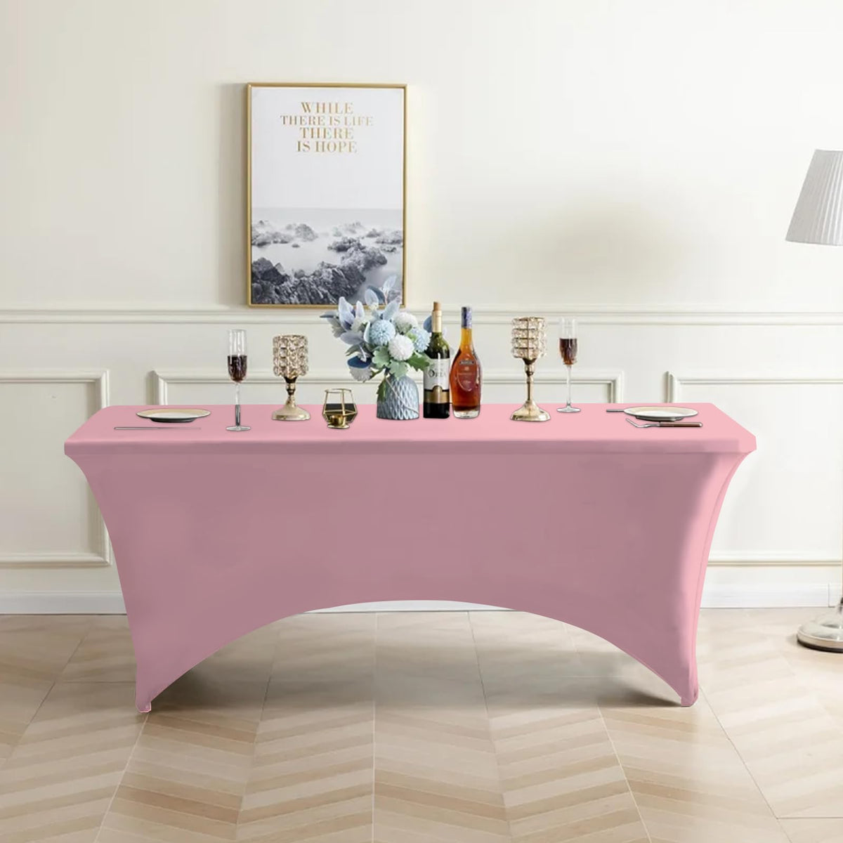 Eurmax pink party table decor enhances vibrant display at events.