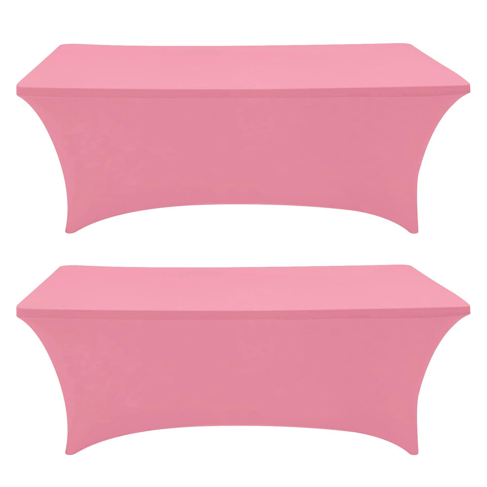 Eurmax spandex table cover 6ft pink with tight-fit design for a clean look.