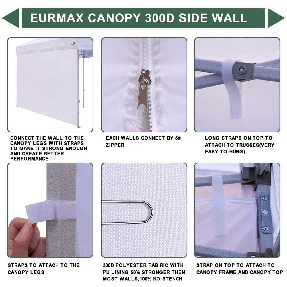 Eurmax SunWall easy hook loop installation on canopy.