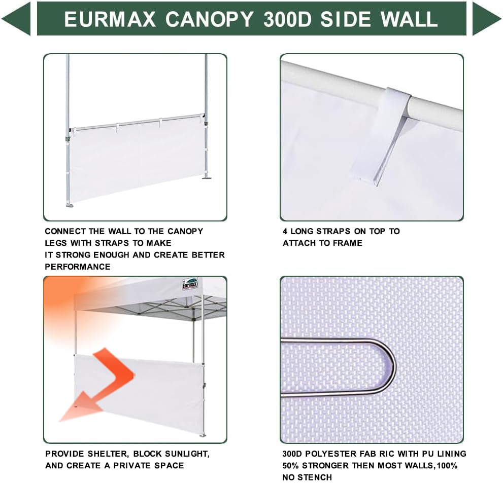 Eurmax SunWall features simple straps for quick attachment to canopy frames.