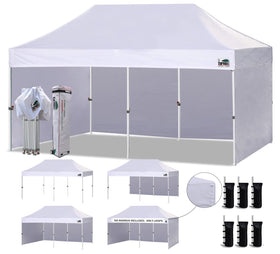 Eurmax 10x20 pop-up frame provides sturdy shade for outdoor markets.