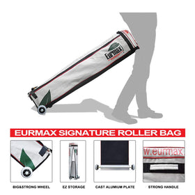 Eurmax sandbag weights stabilize the canopy without stakes on windy days.