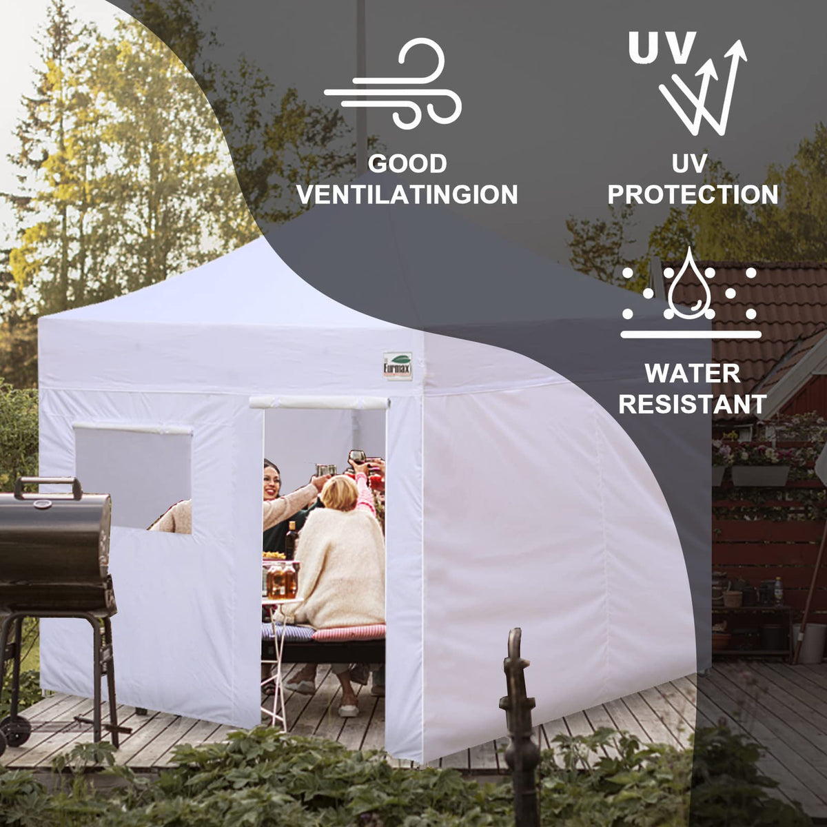 Eurmax white wall kit complements any canopy with clean, neutral appearance.