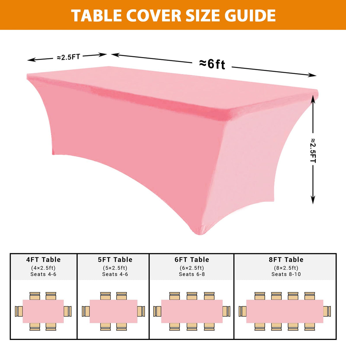 Eurmax wrinkle-resistant 6ft pink tablecloth ideal for events and venues.