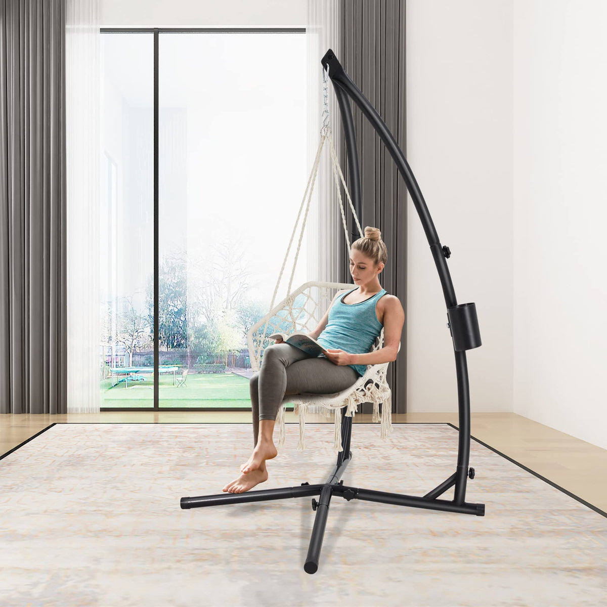 Eusuncaly hammock stand X-shaped base enhances stability and minimizes sway