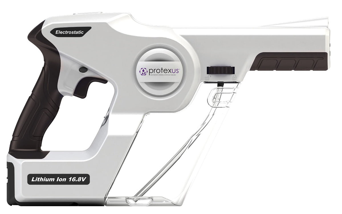 EvaClean Protexus PX200 handheld sprayer emits even electrostatic mist for thorough coverage