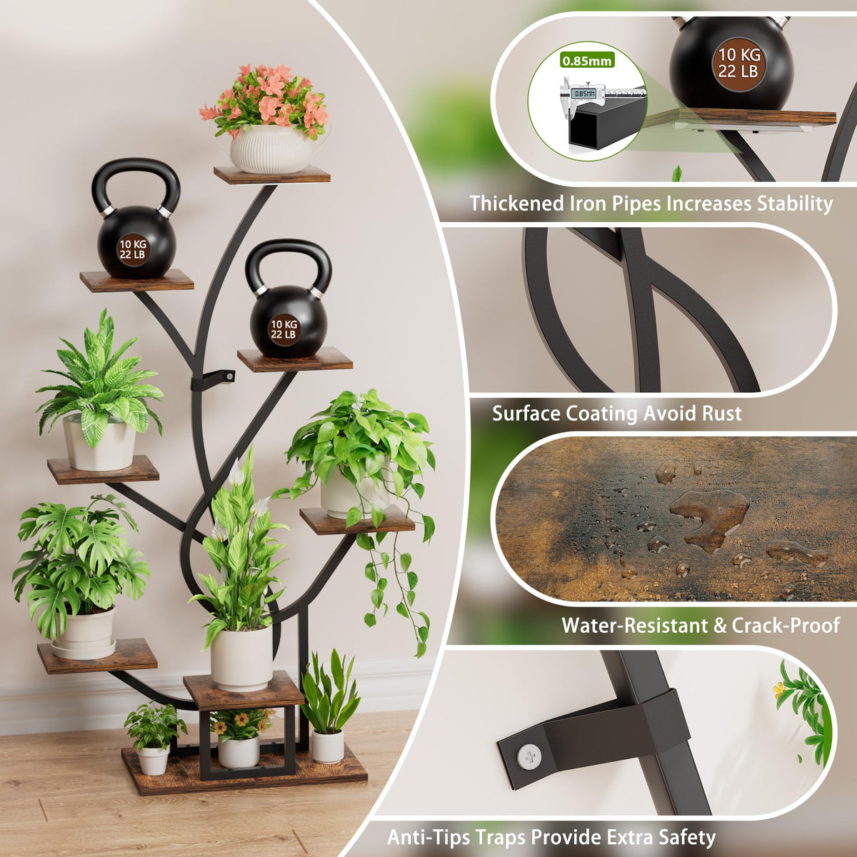 Evawoo corner plant shelf in living room creating green focal point