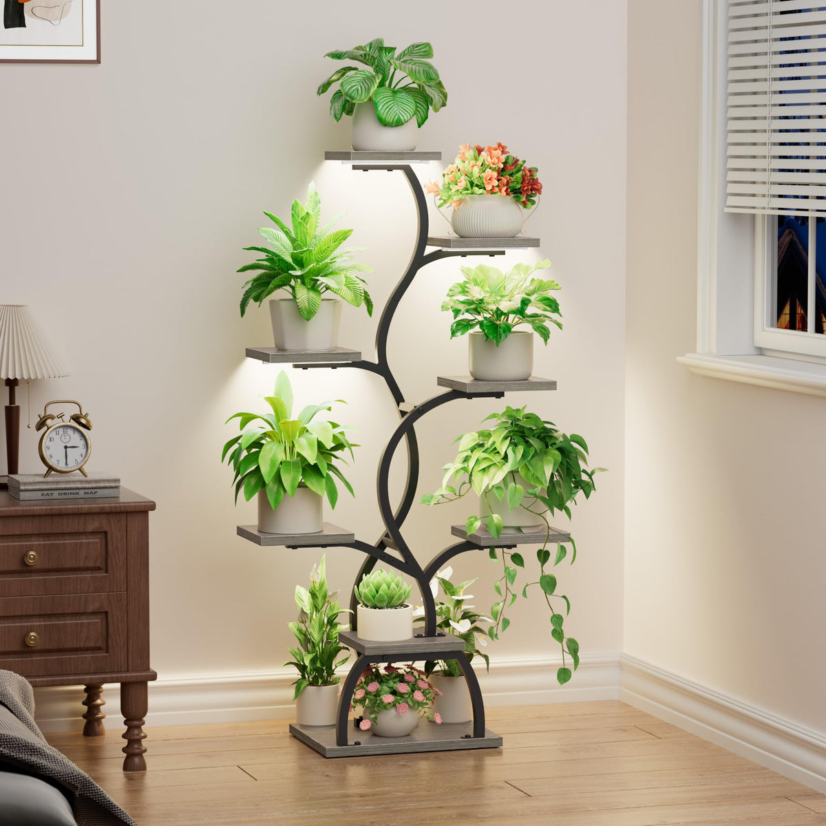 EVAWOO living room display elevates decor while organizing plants