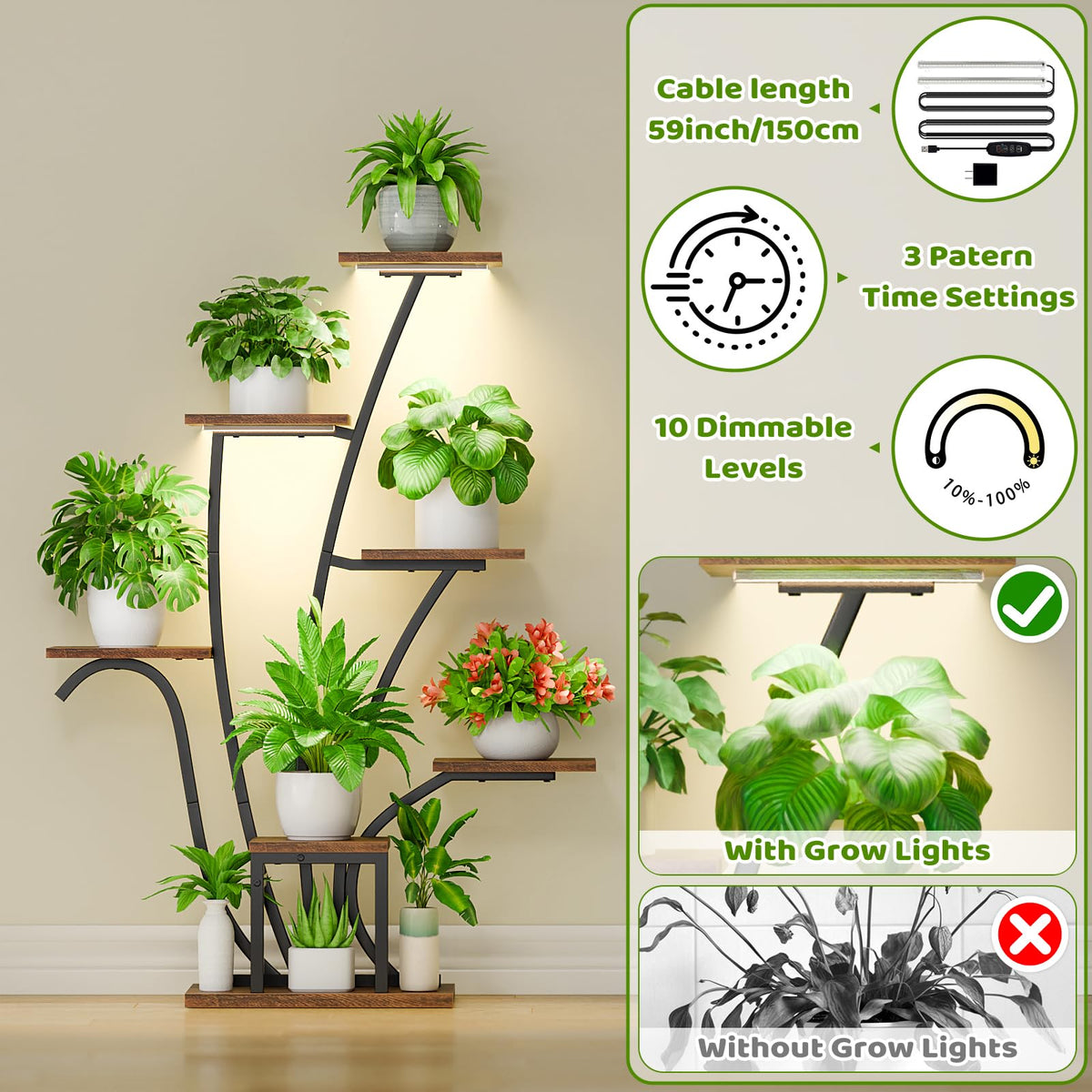 EVAWOO corner-friendly plant stand fits neatly into small rooms