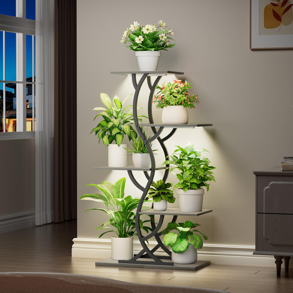 EVAWOO sturdy iron frame supports multiple plants with confident stability for home use