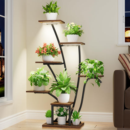 EVAWOO plant stand with grow light and timer promotes healthier indoor plants in dim spaces