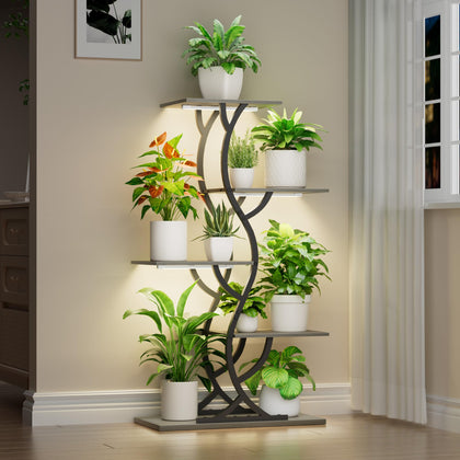 EVAWOO plant stand with grow lights showing optimal indoor lighting for greens