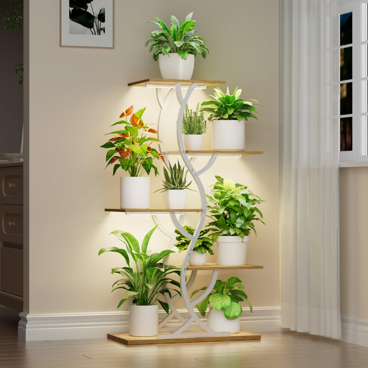 EVAWOO plant stand with grow lights supporting healthy indoor greenery