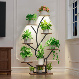 Evawoo plant stand with grow lights on full view for indoor garden setup