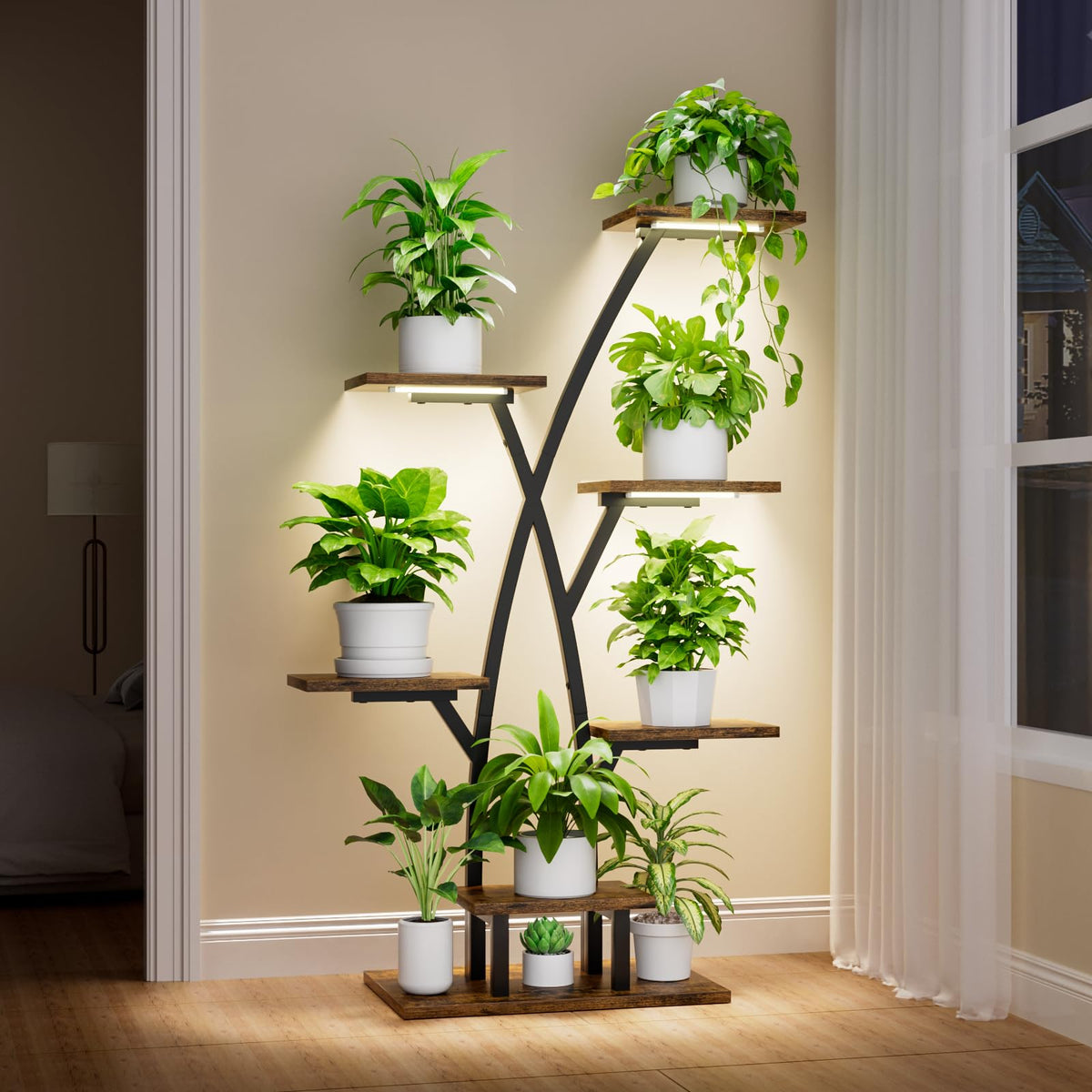 EVAWOO plant stand with grow lights for thriving indoor greenery.