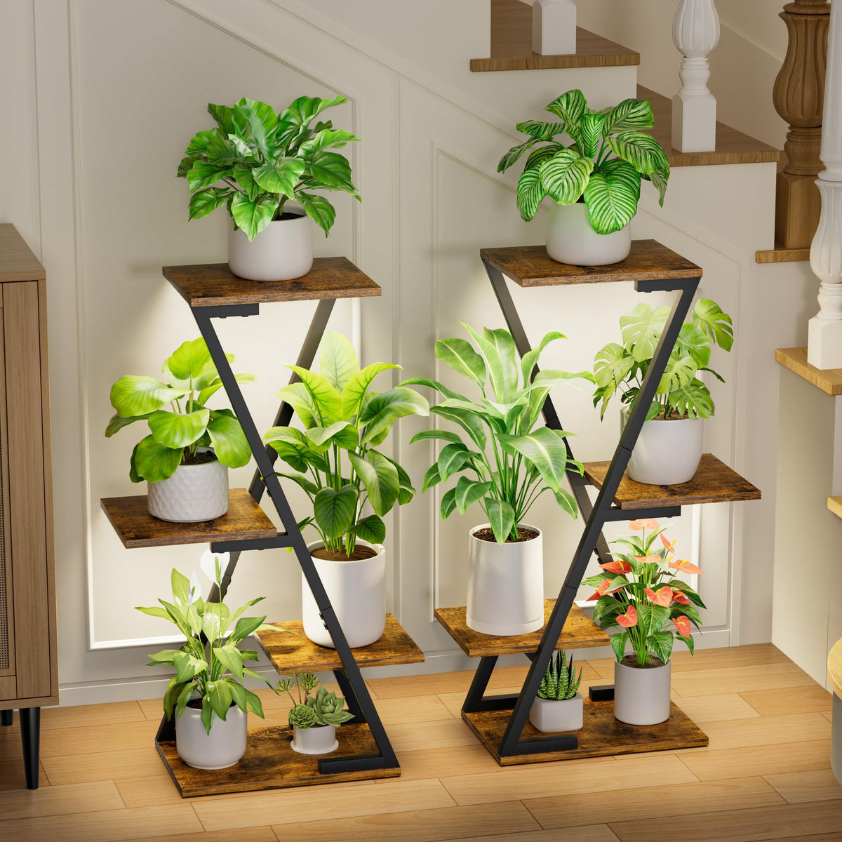 Sturdy EVAWOO shelves with iron frame and wood-like panels